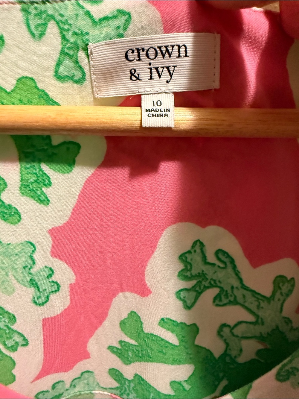 crown & ivy Pink and Green Printed High-Low Sleeveless Dress - Picture 3 of 4
